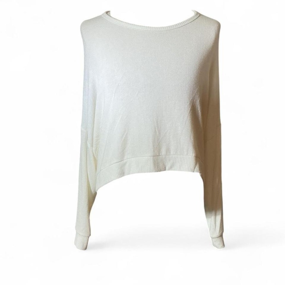 NWT PROJECT SOCIAL T Ivory Cross Back Sweater Loose Fit Dolman Sleeve Women M